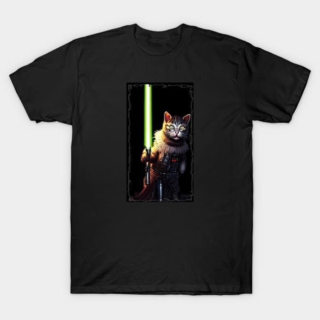 Fun Cat Print ~ AI Art ~ Fantasy Cat ~ Sci-fi Cat ~ Cats with Lightsabers T-Shirt by catsnlightsabres